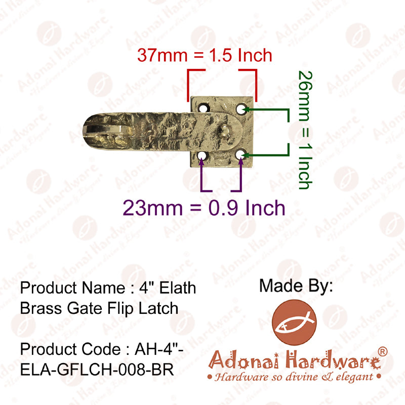 4 Inch Elath Brass Gate Flip Latch