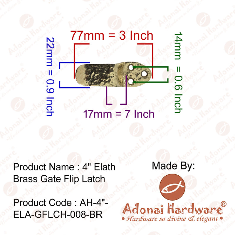 4 Inch Elath Brass Gate Flip Latch
