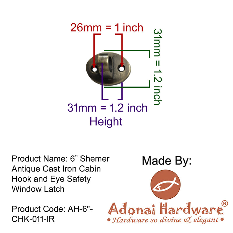 6 Inch Shemer Black Antique Iron Cabin Hook