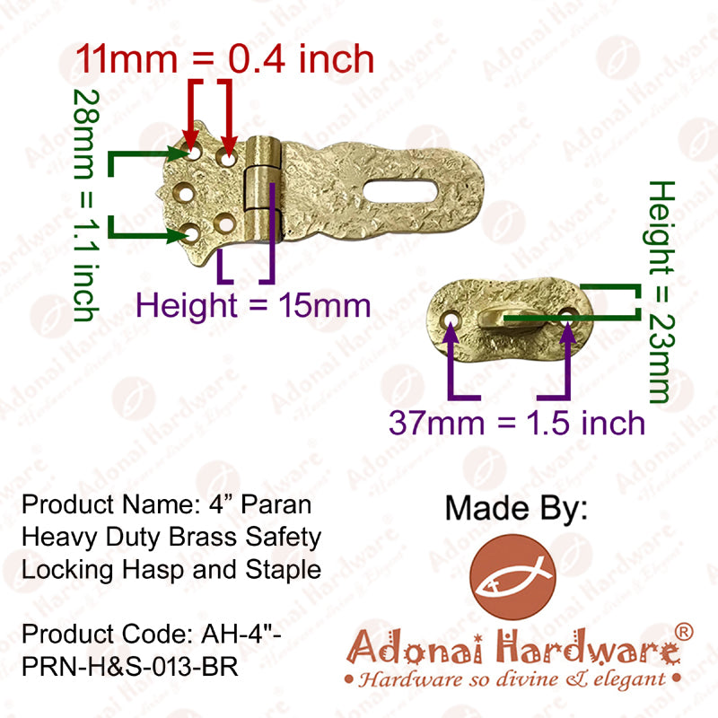 4 Inch Paran Heavy Duty Brass Safety Locking Hasp and Staple
