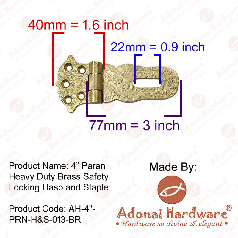 4 Inch Paran Heavy Duty Brass Safety Locking Hasp and Staple