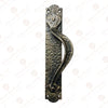 "Cappadocia" Black Antique Iron Door Pull with Plate (Right Hand)