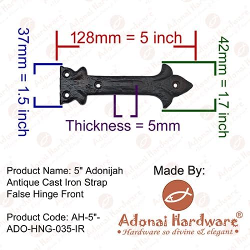 5" Adonijah Brass Strap False or Faux or Dummy Hinge Front Without Texture
