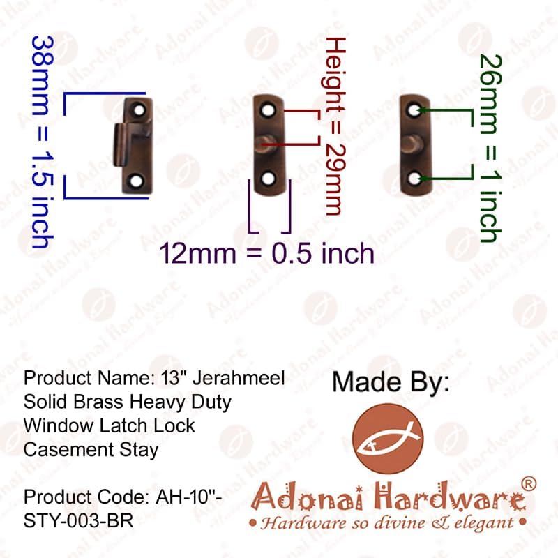 13 Inch Jerahmeel Iron Heavy Duty Window Latch Lock Casement Stay