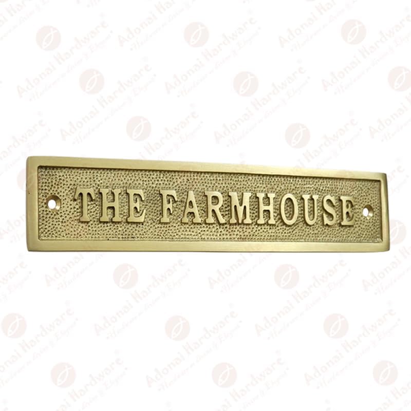 Rectangular "THE FARMHOUSE" Brass Door Sign