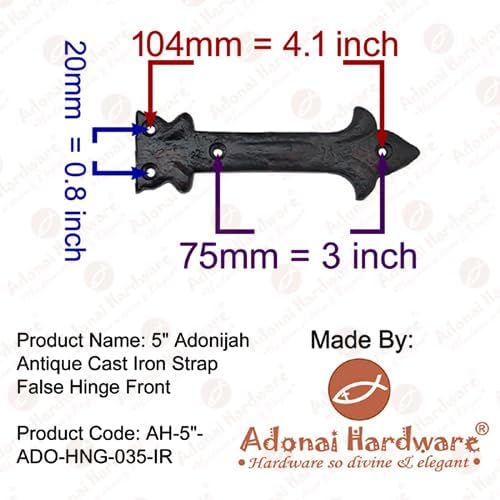 5" Adonijah Brass Strap False or Faux or Dummy Hinge Front Without Texture