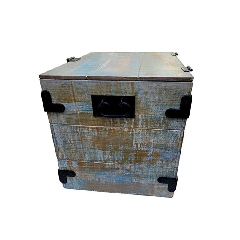 "Maranatha" Vintage Wooden Chest Trunk Box with Antique Cast Iron Accessories