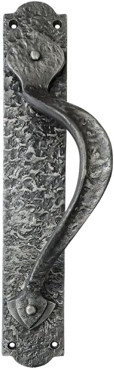 "Cappadocia" Black Antique Iron Door Pull with Plate (Right Hand)