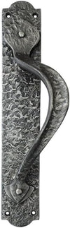 "Cappadocia" Black Antique Iron Door Pull with Plate (Right Hand)