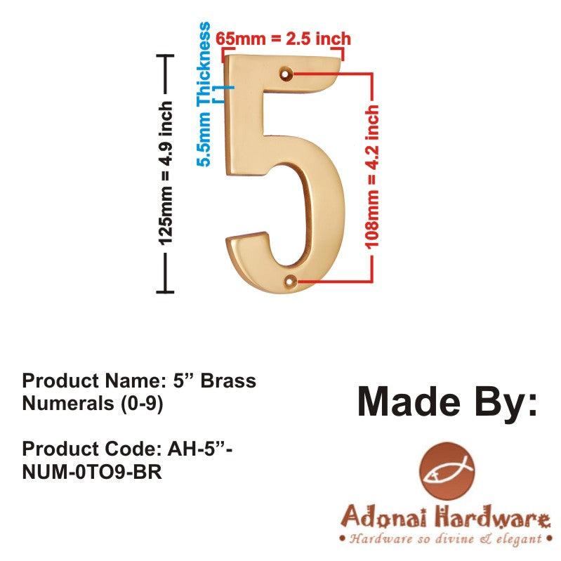 5" Brass Numerals (0-9)