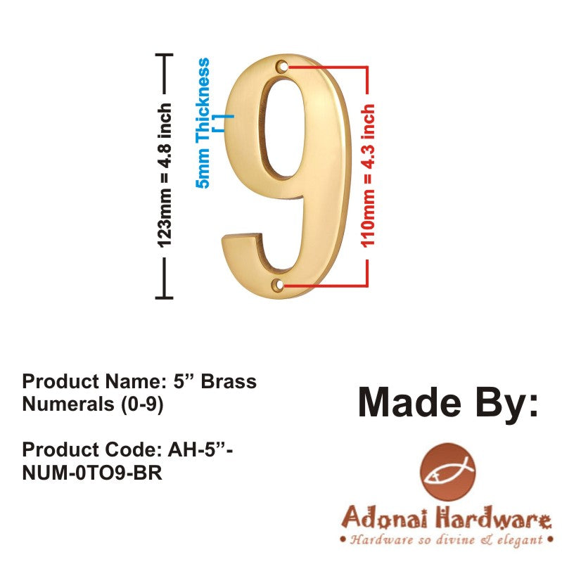 5" Brass Numerals (0-9)