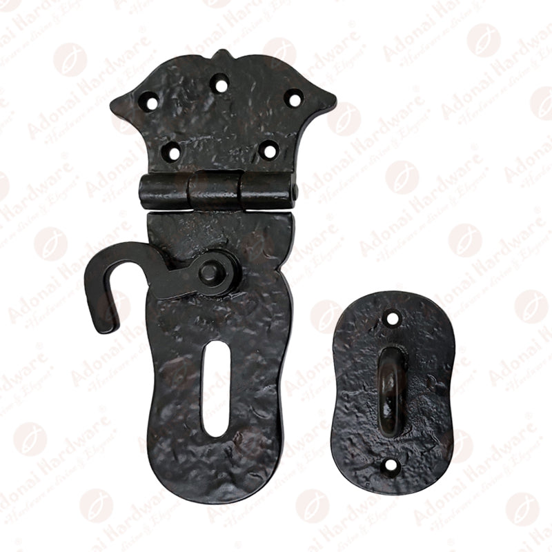 6 Inch "Paran" Iron Safety Hasp and Staple with Locking left