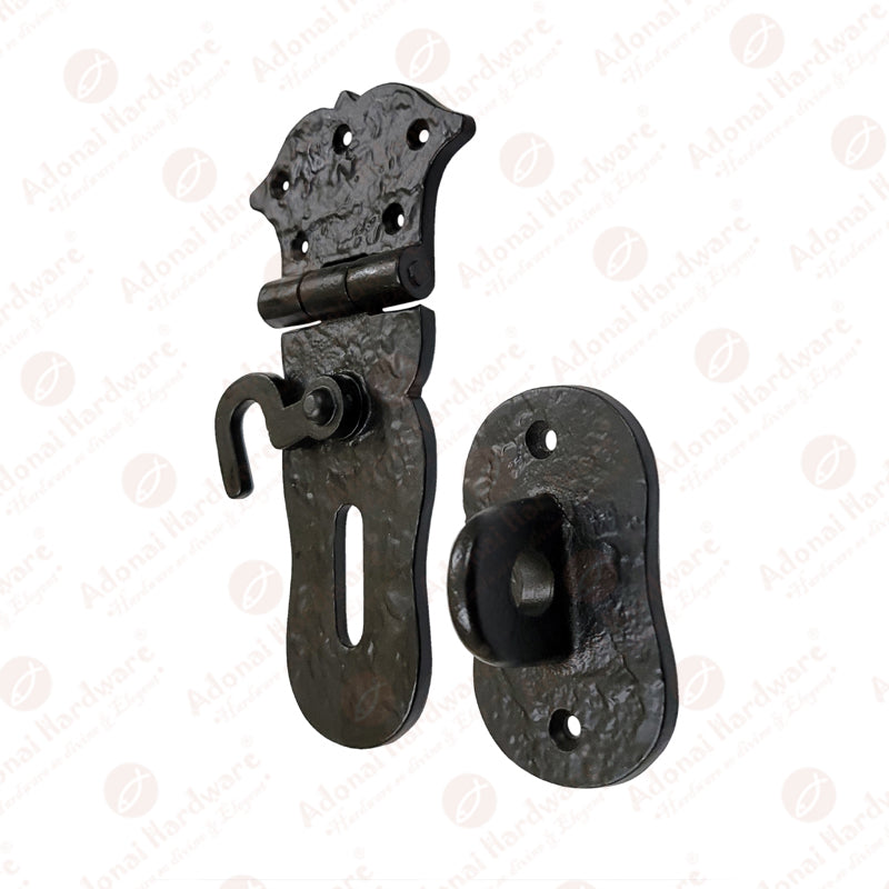 6 Inch "Paran" Iron Safety Hasp and Staple with Locking left