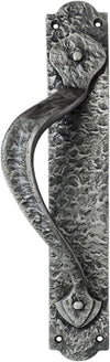 "Cappadocia" Black Antique Iron Door Pull with Plate (Left Hand)