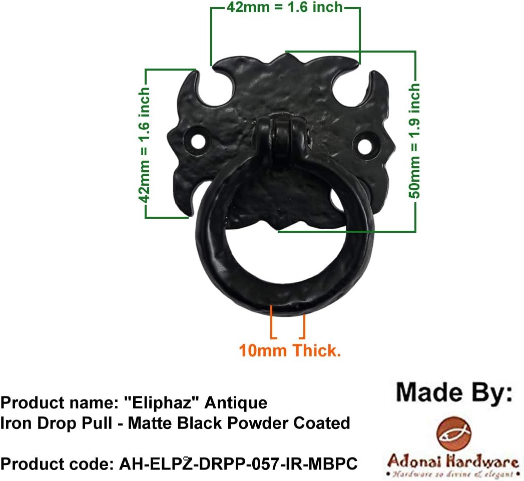 "Eliphaz" Antique Iron Drop Pull