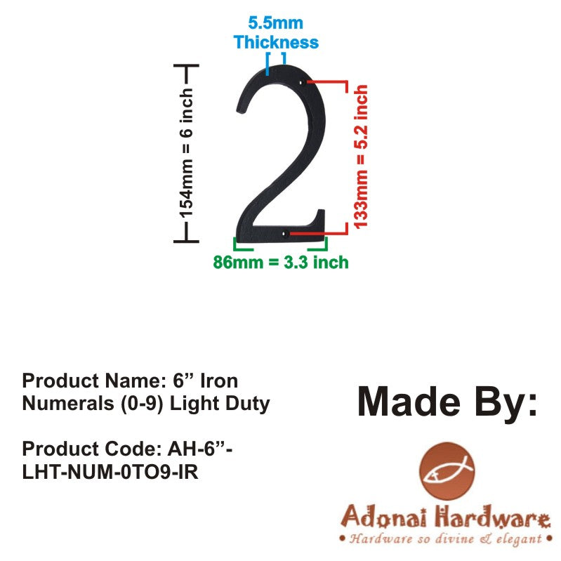 6" Iron Numerals (0-9) Light Duty