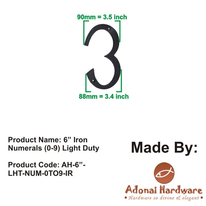 6" Iron Numerals (0-9) Light Duty