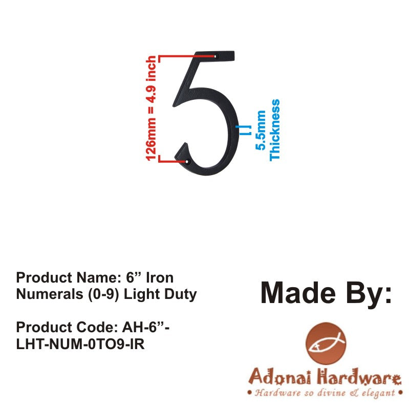 6" Iron Numerals (0-9) Light Duty