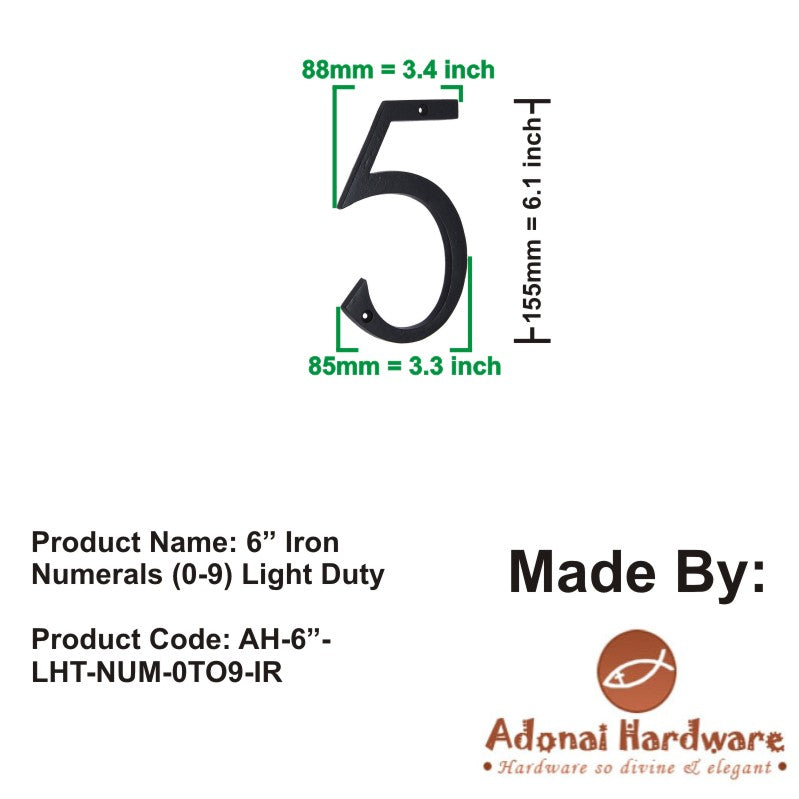 6" Iron Numerals (0-9) Light Duty