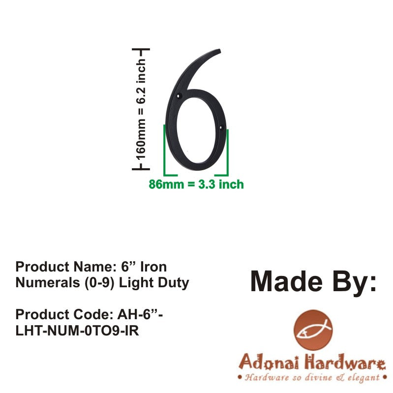 6" Iron Numerals (0-9) Light Duty