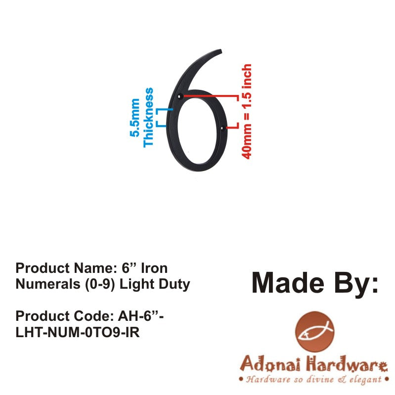 6" Iron Numerals (0-9) Light Duty