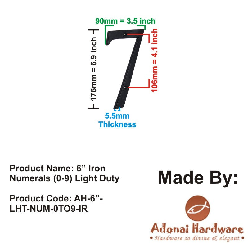 6" Iron Numerals (0-9) Light Duty