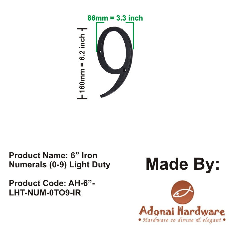 6" Iron Numerals (0-9) Light Duty