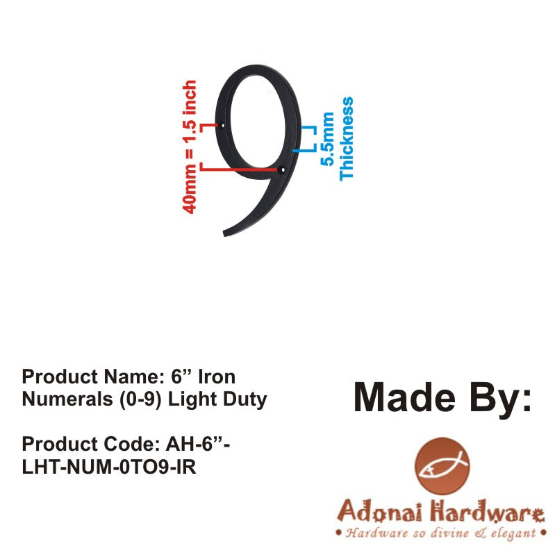 6" Iron Numerals (0-9) Light Duty