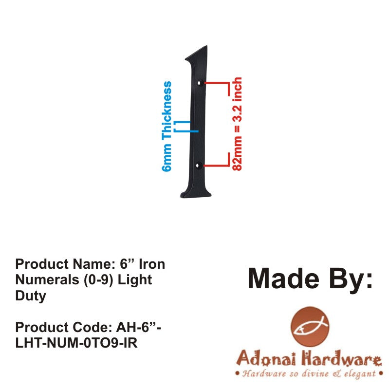 6" Iron Numerals (0-9) Light Duty