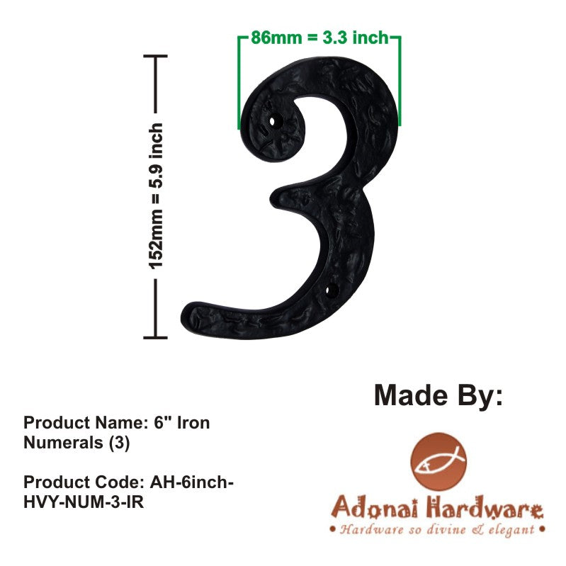 6" Iron Numerals (0-9) Heavy Duty