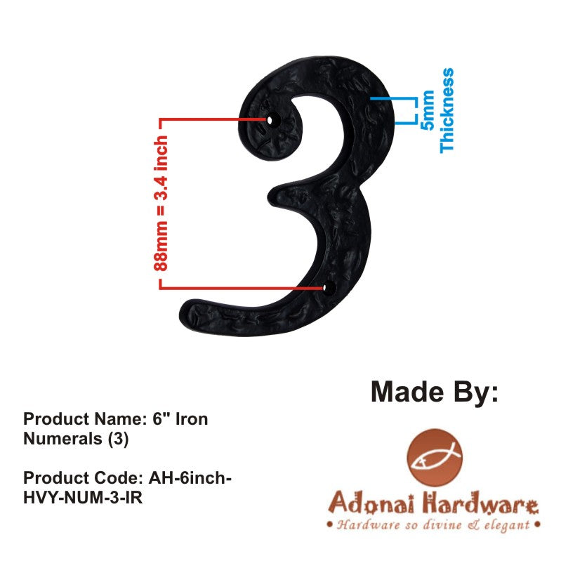 6" Iron Numerals (0-9) Heavy Duty