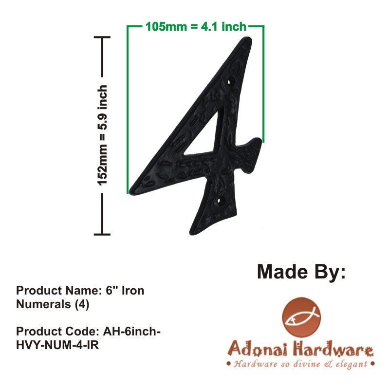 6" Iron Numerals (0-9) Heavy Duty