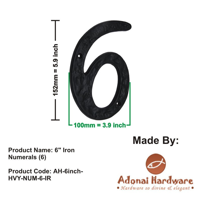 6" Iron Numerals (0-9) Heavy Duty