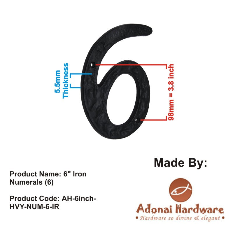 6" Iron Numerals (0-9) Heavy Duty