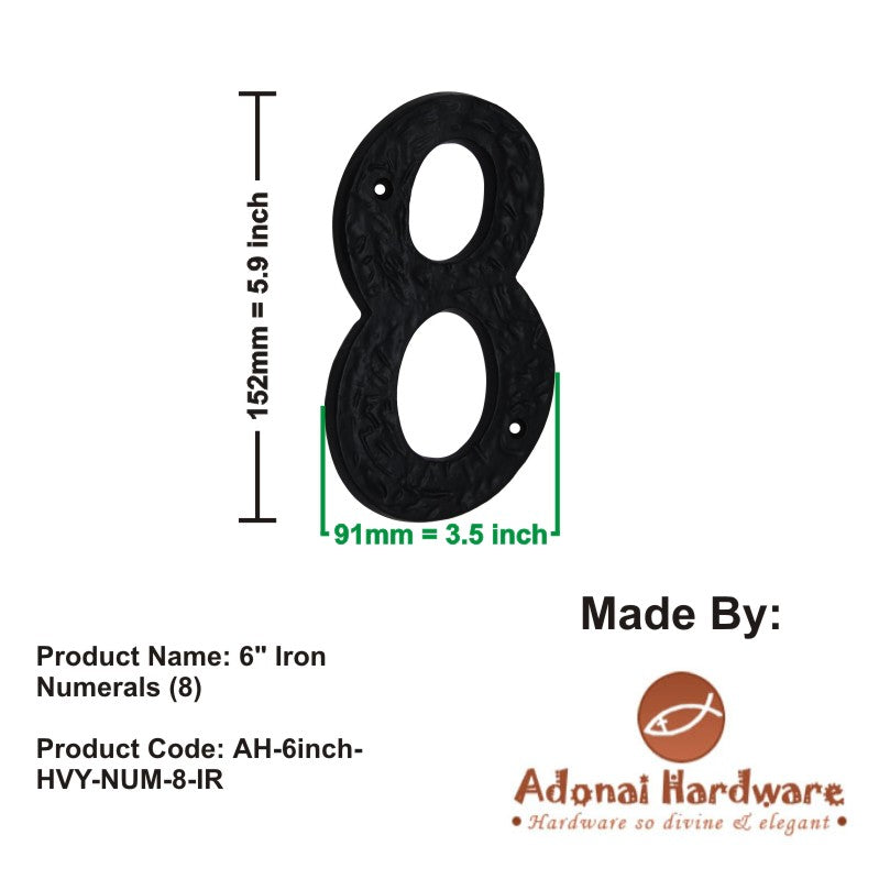 6" Iron Numerals (0-9) Heavy Duty