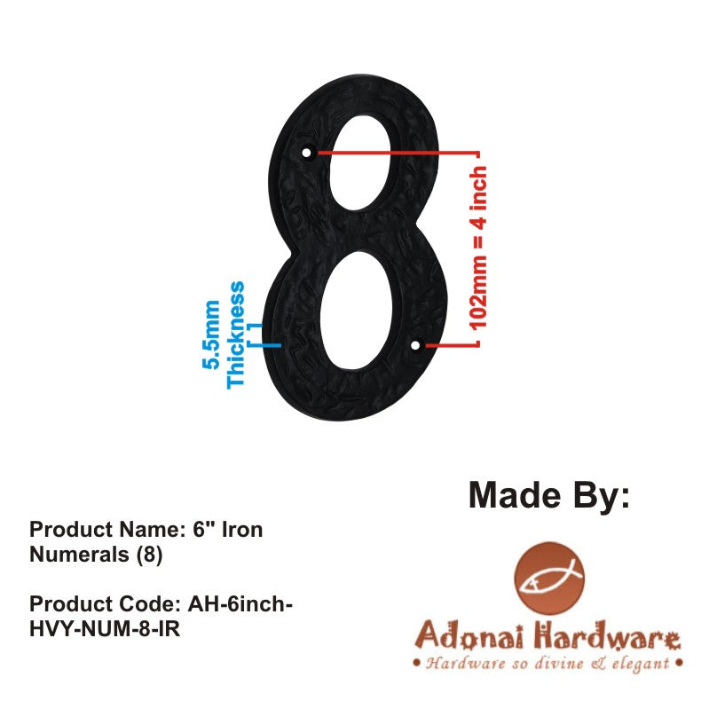 6" Iron Numerals (0-9) Heavy Duty