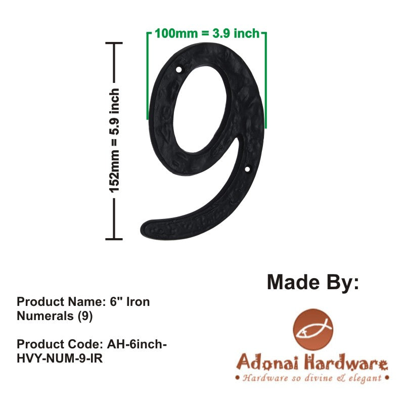 6" Iron Numerals (0-9) Heavy Duty