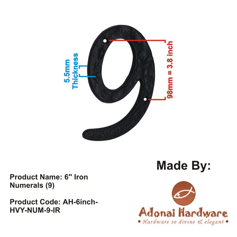 6" Iron Numerals (0-9) Heavy Duty