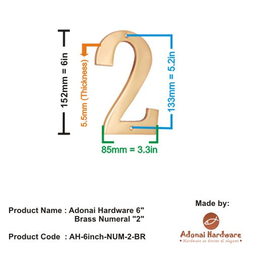 6" Brass Numerals (0-9)