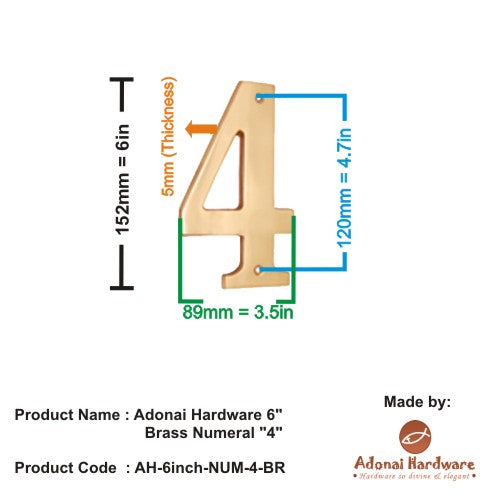 6" Brass Numerals (0-9)