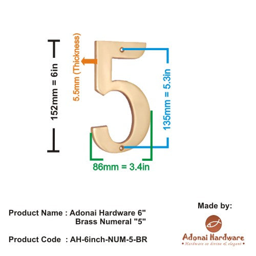 6" Brass Numerals (0-9)