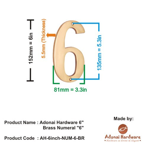 6" Brass Numerals (0-9)