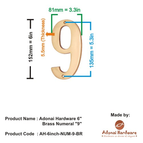 6" Brass Numerals (0-9)