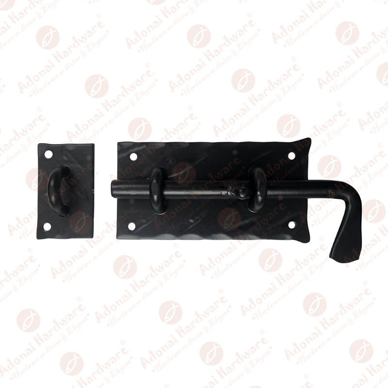 6 Inch Azaniah Black Antique Iron Hand Forged Door Bolt