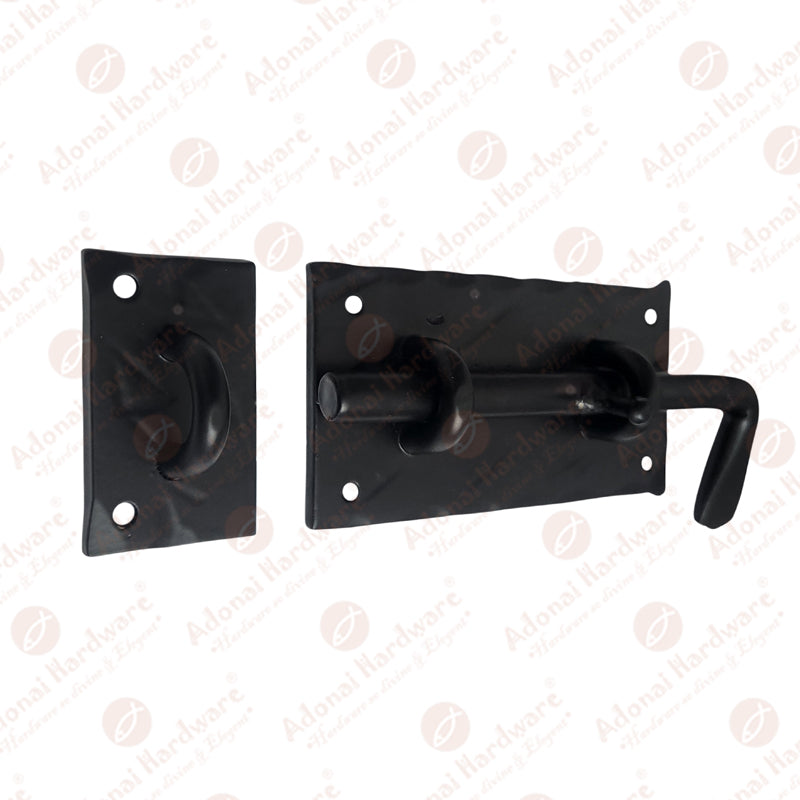 6 Inch Azaniah Black Antique Iron Hand Forged Door Bolt