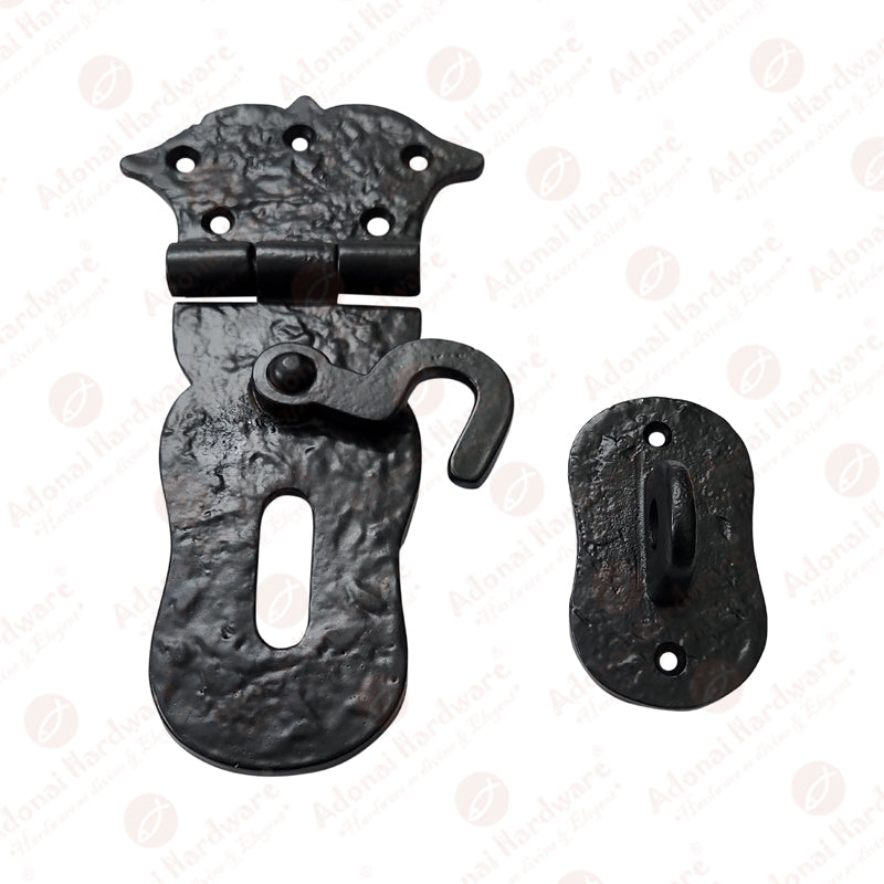 6 Inch "Paran" Iron Safety Hasp and Staple with Locking - Right