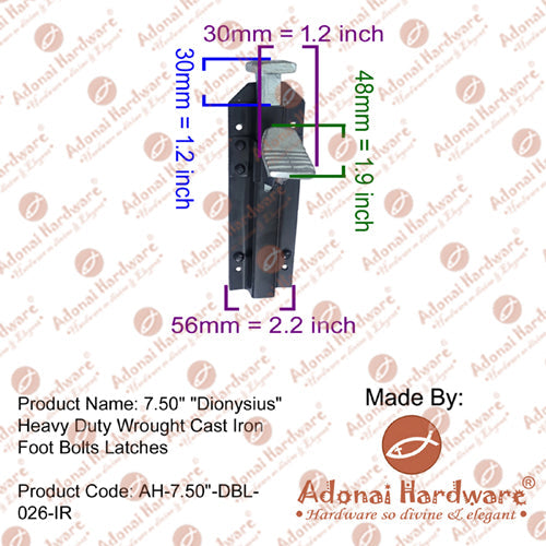 7.50 Inch Dionysius Heavy Duty Brass Foot Bolt