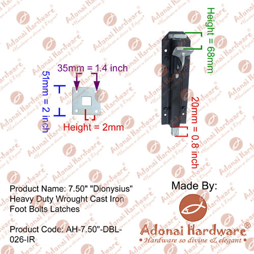 7.50 Inch Dionysius Heavy Duty Brass Foot Bolt
