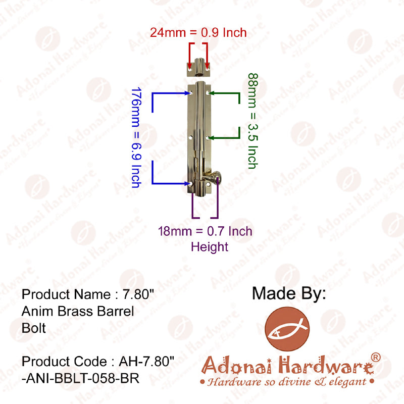 7.80" Anim Brass Barrel Bolt