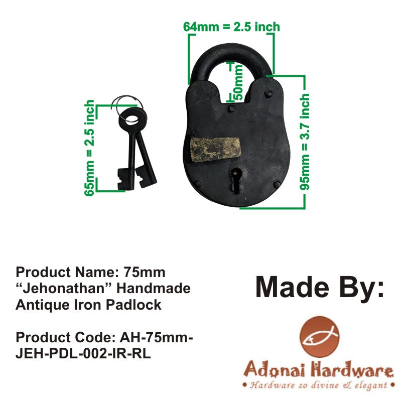 75mm "Jehonathan" Handmade Antique Iron Padlock